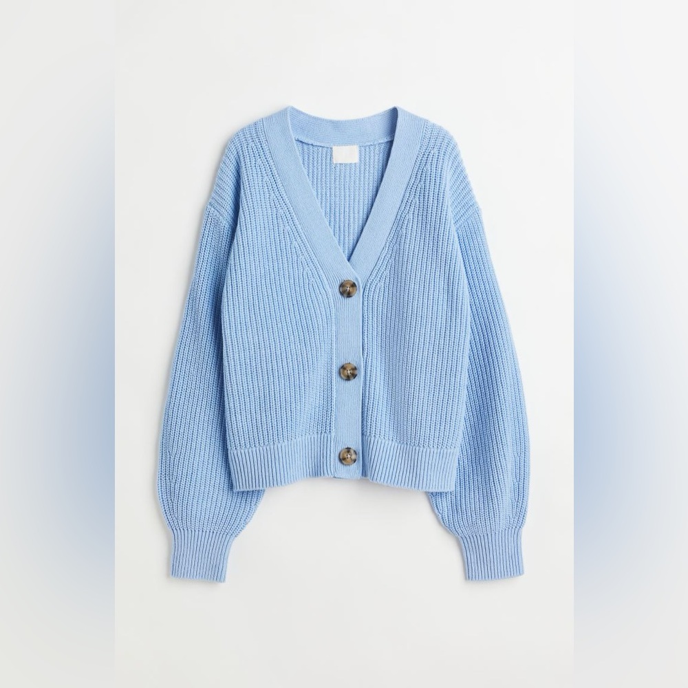 H&M Light Blue Rib-knit Cardigan | Great